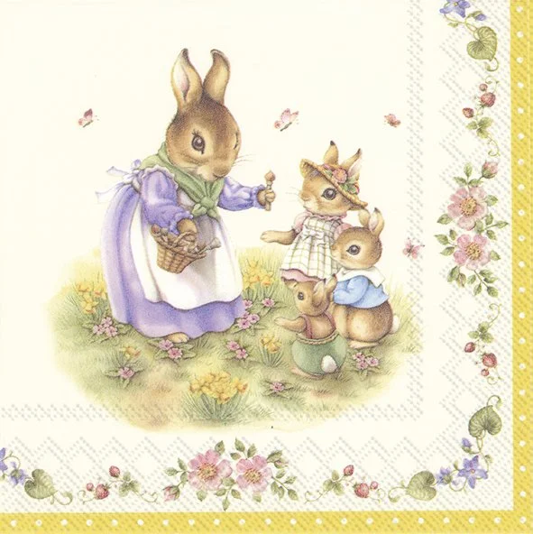 Guardanapo Unitario para Decoupage - SPRING FANTASY EASTER (V&B)
