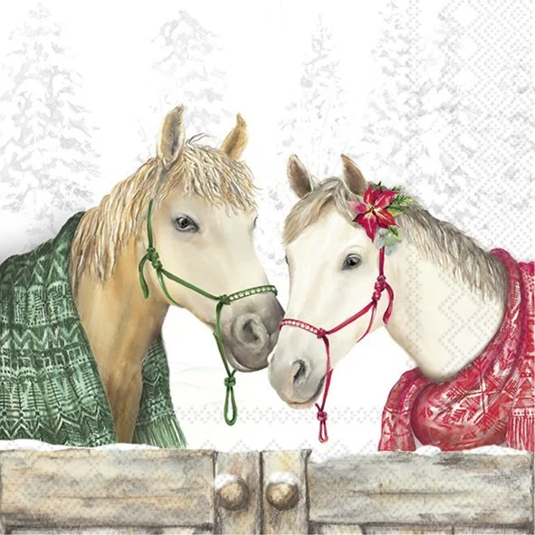 Guardanapo Unitario para Decoupage - WINTER HORSES