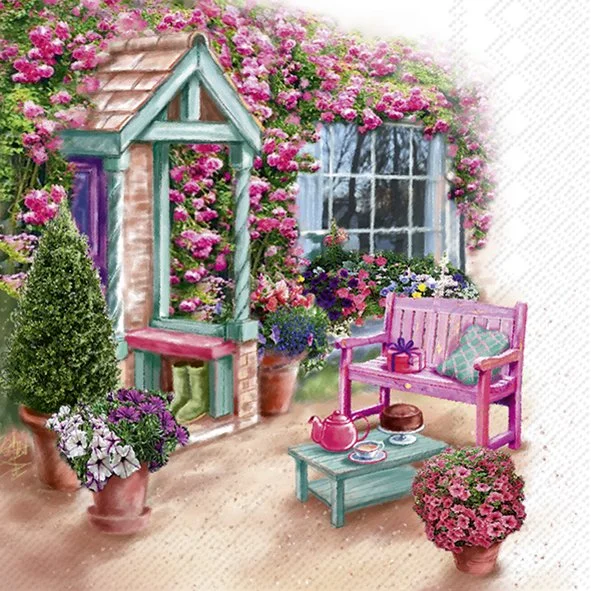 Guardanapo Unitario para Decoupage - GARDEN VIEW