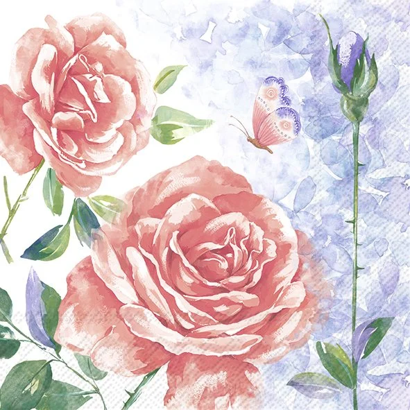 Guardanapo Unitario para Decoupage - AQUARELL ROSE