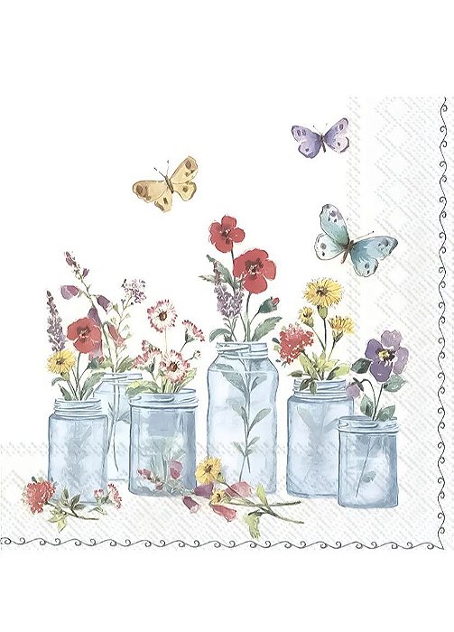 Guardanapo Unitario para Decoupage - Summer Jars White