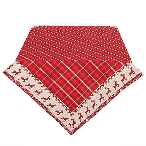 Toalha de Mesa Red Beige Diamond and Deer 100x100 cm