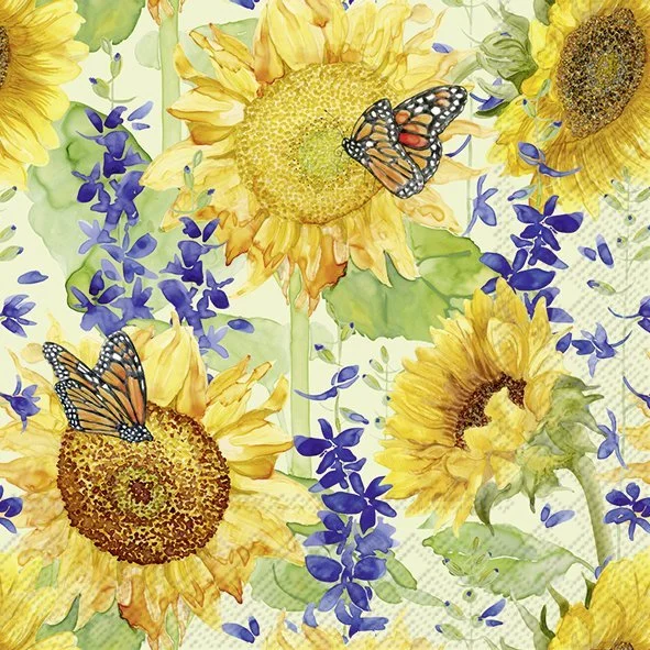 Guardanapo Unitario - SUNFLOWER AND LARKSPUR