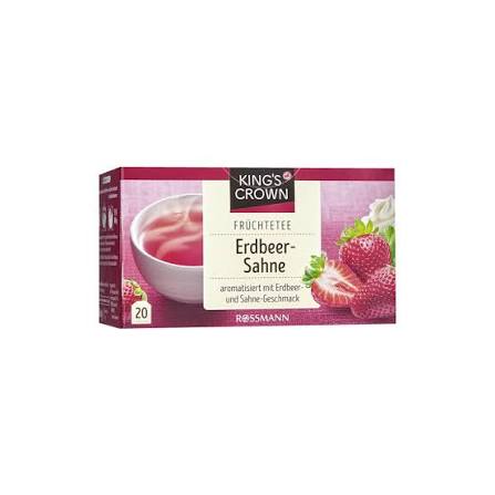 Chá de Morango com Creme - 20 Sachês - King's Crown Früchtetee Erdbeer Sahne