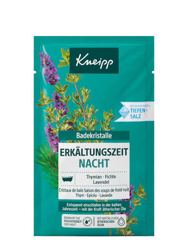 Sais de banho Kneipp Erkältungszeit Nacht - Tomilho, Abeto e Lavanda 60 g