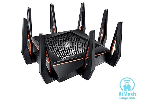 ROTEADOR ASUS ROG RAPTURE GT-AX11000 TRI BAND 10 GIGABIT WiFi6 802.11AX GAMING ROUTER