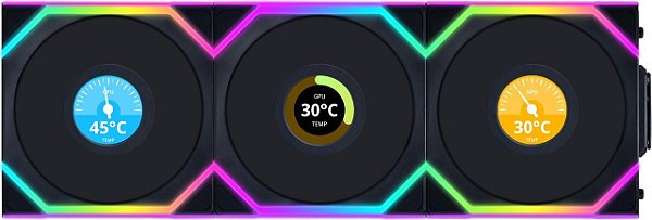 FAN LIAN LI UNI FAN SL WIRELESS RGB REVERSE BLADE LCD 3 PACK CONTROLE INCLUSO BLACK 12RSLLCD1W3B