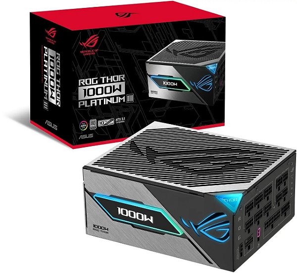 FONTE ASUS ROG THOR 1000W PLATINUM III ATX 3.1 OLED DISPLAY FULL MODULAR ROG-THOR-1000P3-GAMING