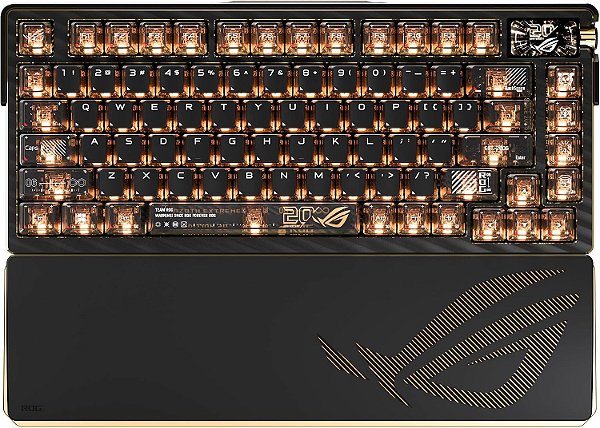 TECLADO ASUS ROG 20TH EDITION AZOTH EXTREME 75% WIRELESS OLED DISPLAY COLOR ROG NX SNOW V2 RGB BLACK
