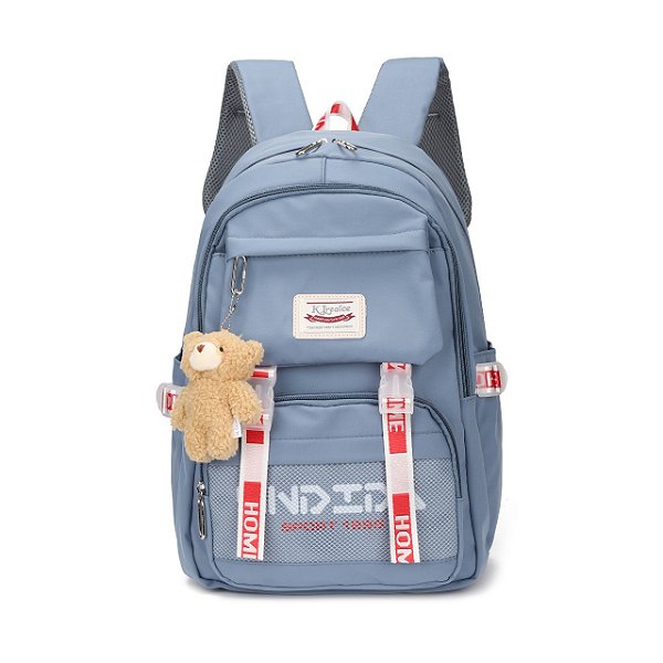 Mochila Escolar Grande Versão Coreana/Japonesa Antifurto Impermeável com Ursinho (6263)