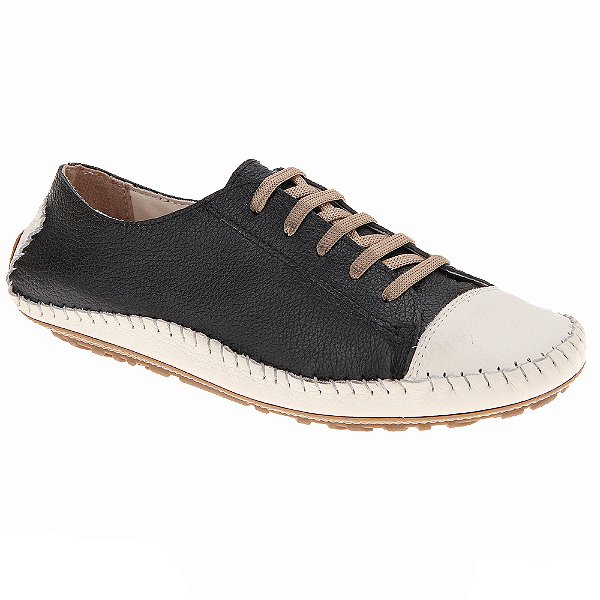 Mocassim Tenis Feminino Couro Natural Legítimo Sola Baixa Flexivel Confortável Bicolor