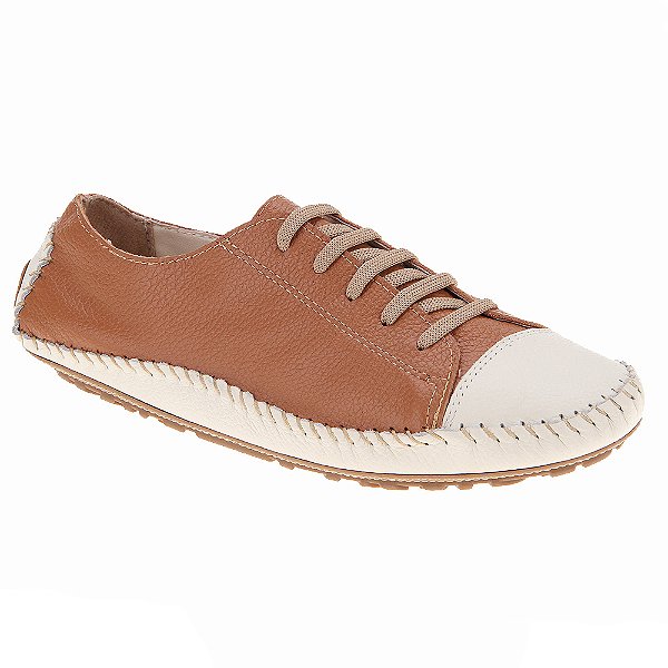 Mocassim Tenis Feminino Couro Natural Legítimo Sola Baixa Flexivel Confortável Bicolor