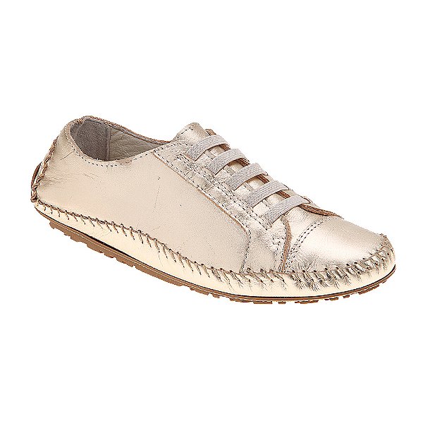 Mocassim Tenis Feminino Couro Natural Legítimo Sola Baixa Flexivel Confortável