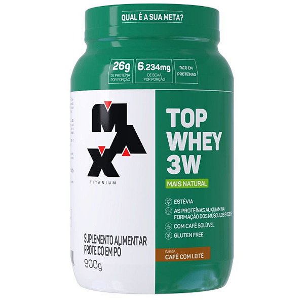 Top Whey 3W + Natural Pote 900G Café Max Titanium
