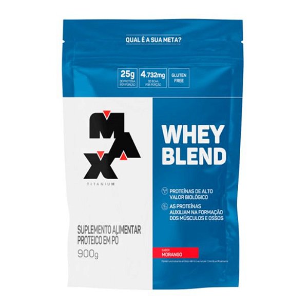 Whey Blend Refil 900G Morango Max Titanium