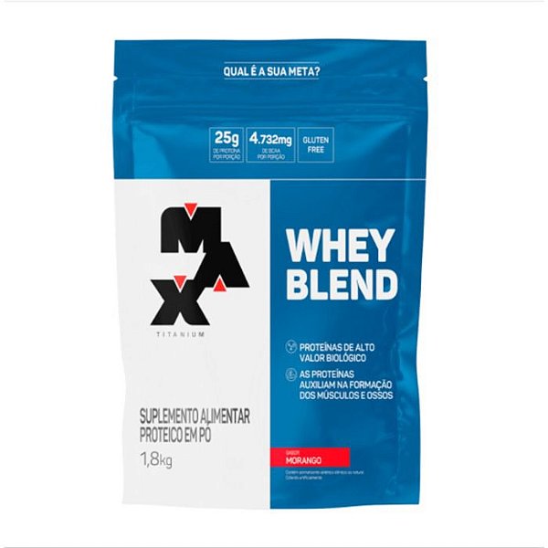 Whey Blend Refil 1,8Kg Morango Max Titanium