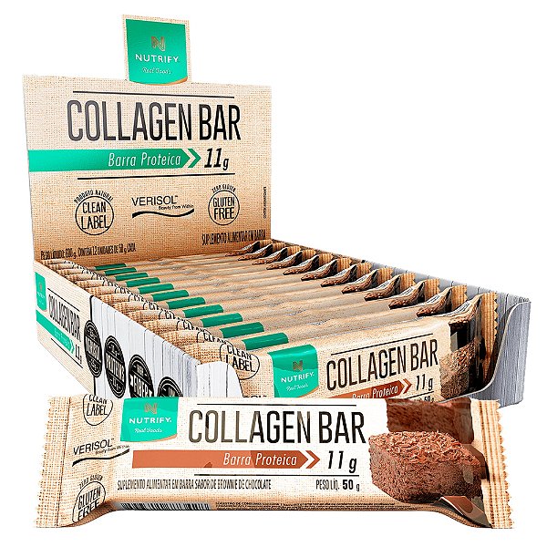 Collagen Bar Brownie De Chocolate Display C/10 -  Nutrify