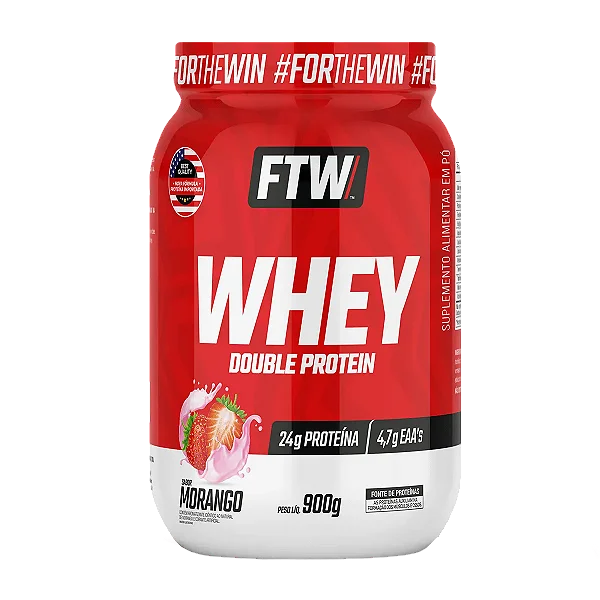 Whey Double Morango Pote 900g – FTW