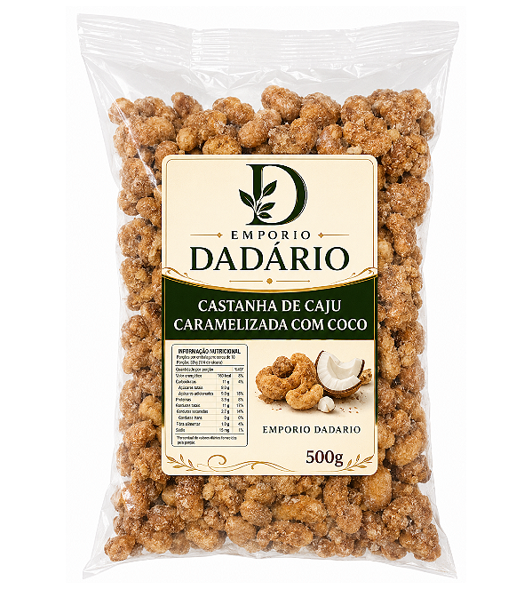 Castanha De Caju Caramelizada Com Coco Pacote de 500g Emporio Dadario