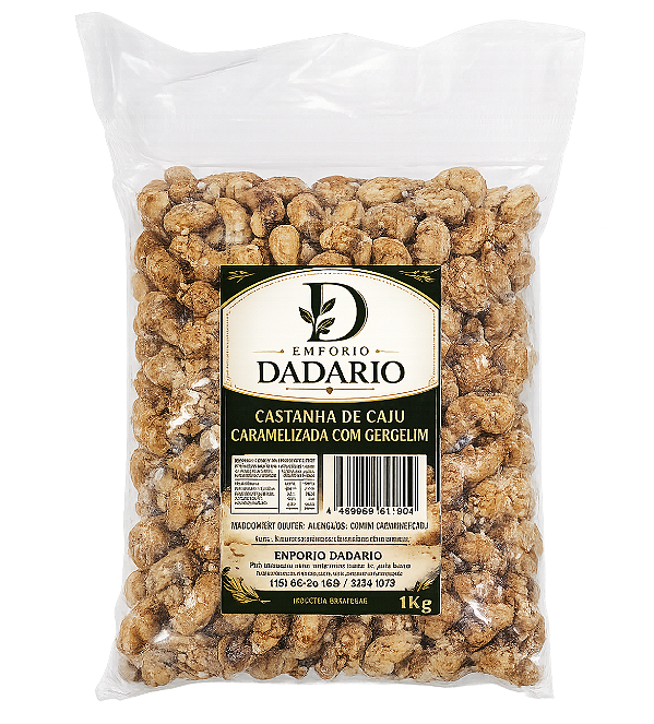 Castanha De Caju Caramelizada Com Gergelim Pacote de 1kg Emporio Dadario