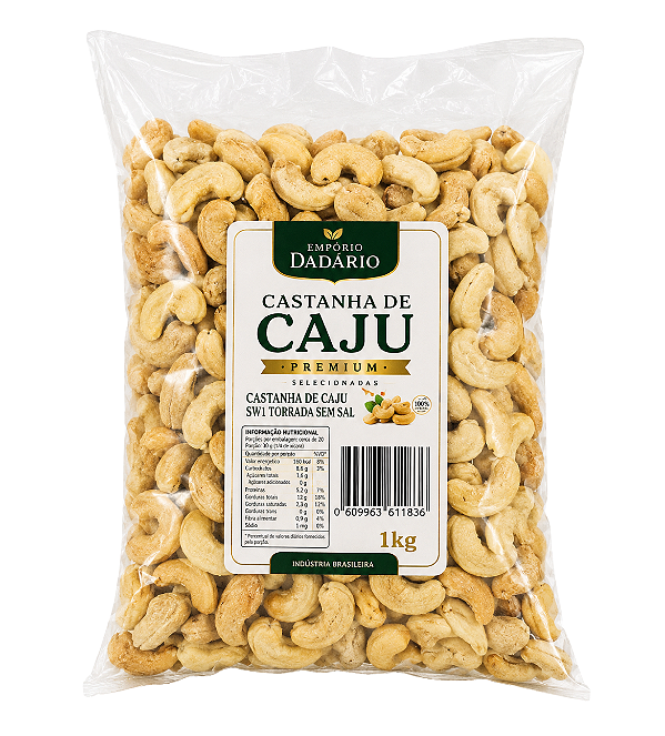 Castanha de Caju SW1 Torrada Com Sal Pacote de 1kg Emporio Dadario