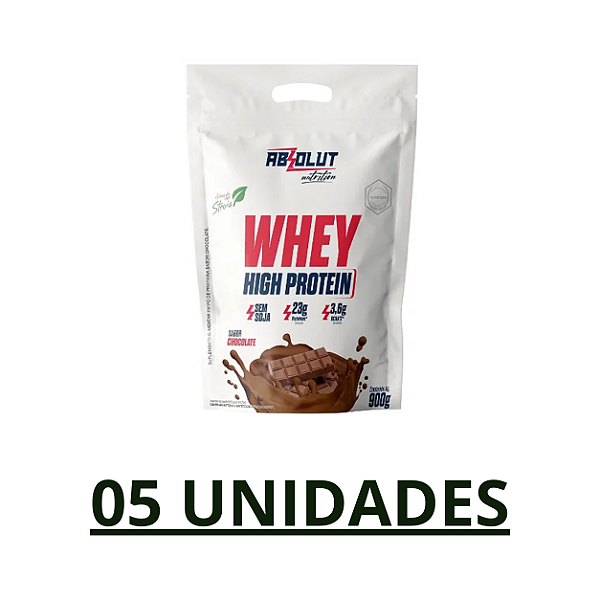 Combo 05 unidades - Whey Refil High 900G Absolut Nutrition - Chocolate