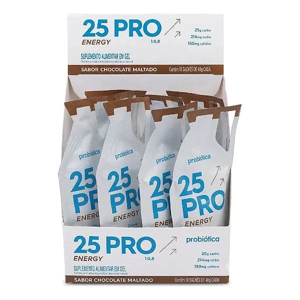 Gel 25 Pro Energy Sache 40g Display Com 10un Probiotica - Chocolate Maltado