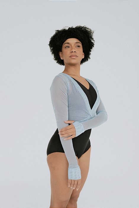 Cropped Transpassado Tule - Wind Blue