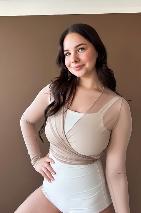 Blusa Ballet Amarrar Tule - Nude