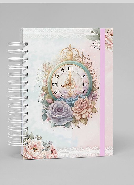 Agenda Permanente Relógio Floral