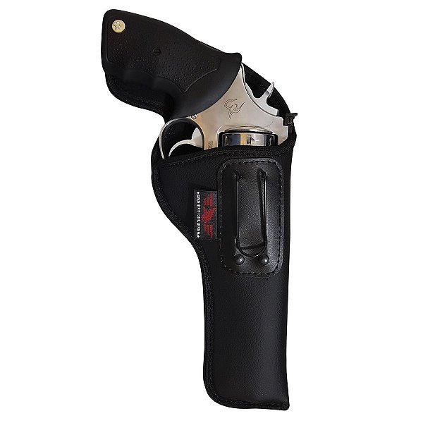 Coldre Velado Para Revolver 608 e RT838 Taurus .357 6,5 Pol. 8 Tiros em Neoprene e Couro P.U