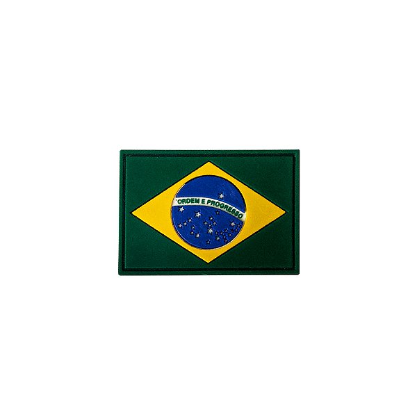 Patch Emborrachado Bandeira do Brasil 8x5,5cm Colorida com Velcro