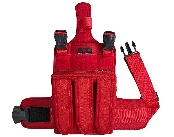 Bornal de Perna Tático Força Nacional C/ Porta Faca Vermelho