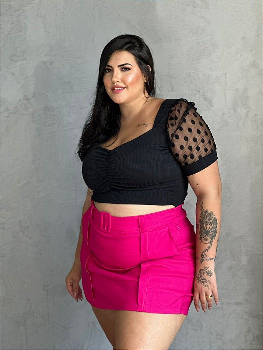 Cropped manga de tule