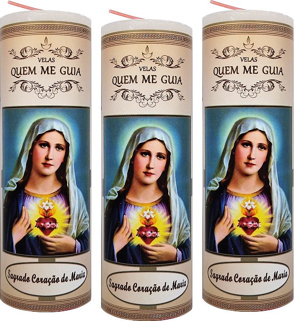 Vela Votiva 7 Dias Sagrado Coração de Maria - 10 Unidades