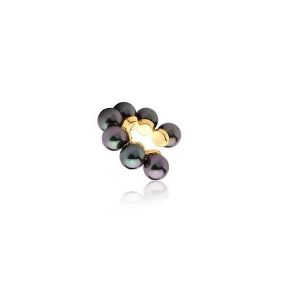 PIERCING DE ORELHA COM PEROLA NEGRA BANHADO A OURO
