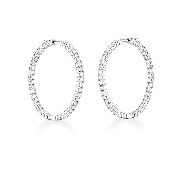 BRINCO ARGOLA COM ZIRCÔNIAS BRANCAS BANHADO A RÓDIO