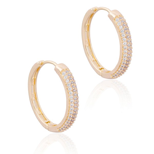 BRINCO ARGOLA FINA LINHAS DE ZIRCÔNIAS BRANCAS