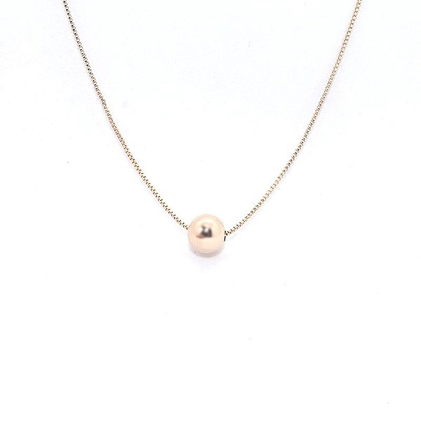 COLAR LISO ESFERA 8 MM BANHADO A OURO