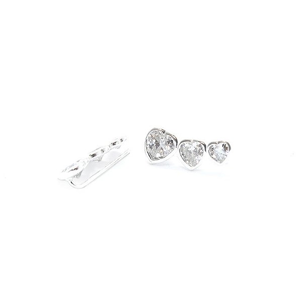 BRINCO EUR CUFF 3 CORACOES CRISTAL PRATA 925
