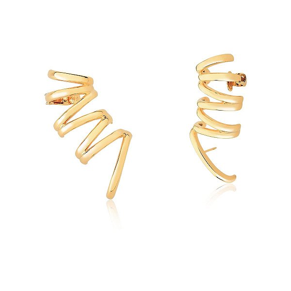BRINCO EAR CUFF COM FILEIRAS LISAS BANHADO A OURO FECHO OMEGA