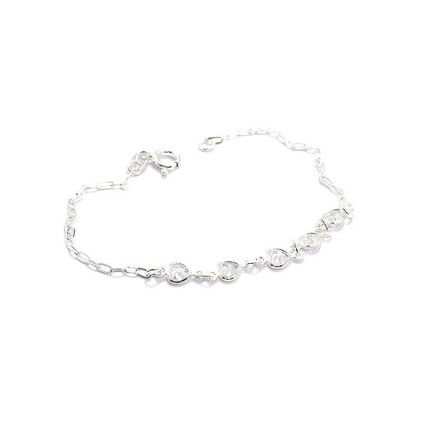 PULSEIRA 5 ZIRCONIA 3MM CORACAO PRATA 925