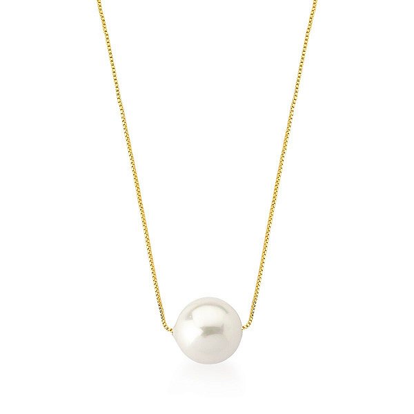 COLAR COM PINGENTE DE PÉROLA SHELL BANHADO A OURO