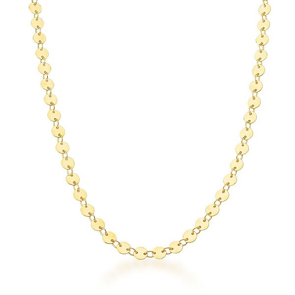 COLAR COM MEDALHAS LISAS 80CM BANHADO A OURO - TAM 80
