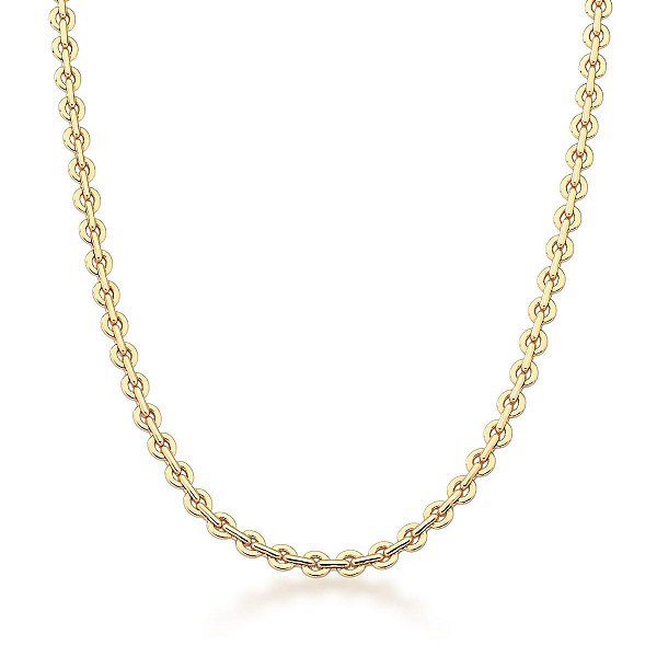 COLAR COM ELOS REDONDOS LISOS BANHADO A OURO - TAM 45