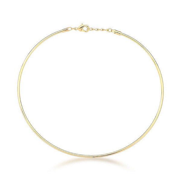 COLAR CHOKER COM ARO LISO BANHADO A OURO - TAM 35