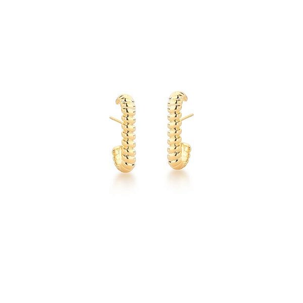 BRINCO EAR HOOK TRANÇADO LISO BANHADO A OURO