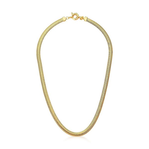 COLAR MALHA ESTEIRA LISO FECHO BOIA 4MM BANHADO A OURO - TAM 30