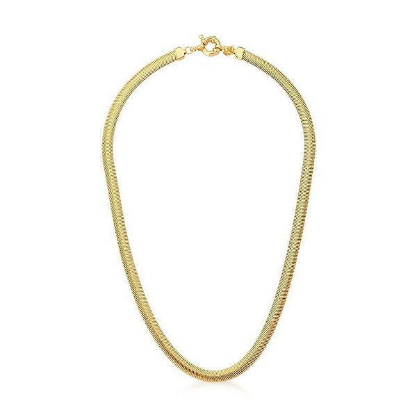 COLAR EM MALHA LAMINADA LISA 6MM BANHADO A OURO - TAM 40