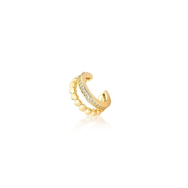PIERCING DE ORELHA COM BOLINHAS E ZIRCÔNIAS BANHADO A OURO